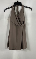 Calvin Klein Women's Iron Brown Wrap Halter One Piece Swimsuit Sz 12 NWT