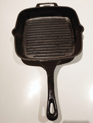 Vintage schwarz emailliert Gusseisen Grillpfanne Pfanne 27 cm