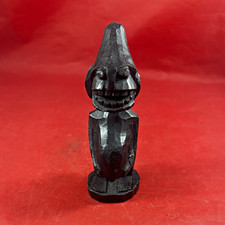 Small Carved Black Tiki Figure Statue Handmade Vintage