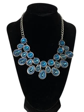 Kohl's Statement Necklace Earring Set Silver Tone Teardrop Womens Jewelry Gift