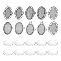 10Stk Metall Ringrohling 18Mm Ringrohling Mit 10Stk Cabochon(Schwarz)