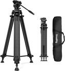 73''/185Cm Carbon Fiber Heavy Duty Video Tripod, Max Load 10Kg (22Lbs), Fluid He