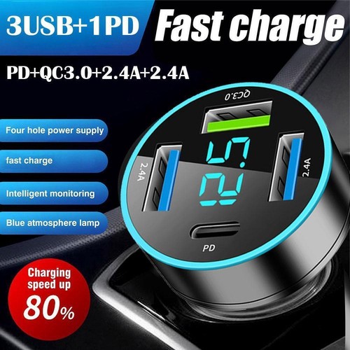Chargeur Voiture Efficace et USB avec Indicateur LED Prend en charge Sortie Simu