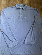 johnnie-O Blue Polo Shirt Button Long Sleeve 100 Cotton Men's XL
