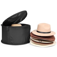 WOMACO Black Large Modern Hat Box for Storage, Stackable Hat Organizer Case f...