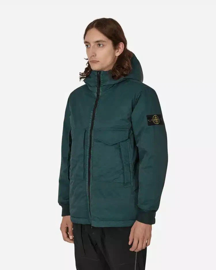 Stone Island Opaque Nylon Twill Down Jacket - Green - Size M - product detail image 1