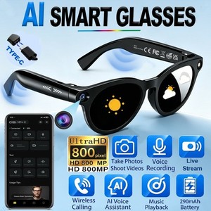 AI Smart Glasses 800W Camera Live Video Recorder Real-Time Translation f android