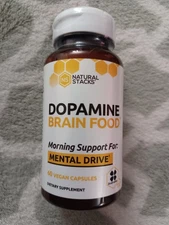 Natural Stacks DOPAMINE Brain Food, Mental Drive Capsules - 60 Count Exp 04/27
