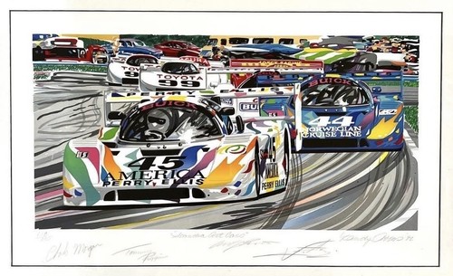 SCANDIA CARS Framed & Signed RANDY OWENS SERIGRAPH. Signed by Drivers,  RARE