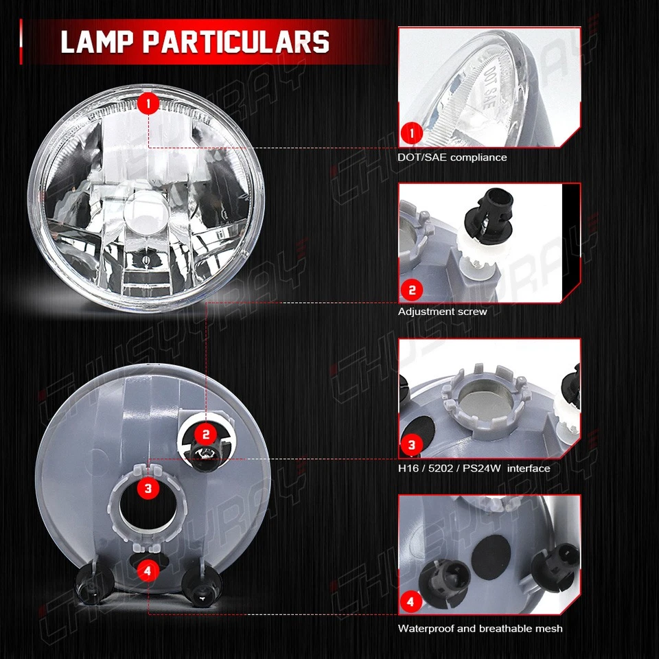 Luces antiniebla LED redondas de 4 pulgadas 50 W parachoques delantero para 94-01 Dodge RAM 1500 2500 3500 Foto 3 de 4