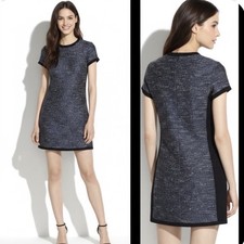 Madewell New Shimmerweave Blue Tweed Metallic Party Feminine Coquette Dress  0