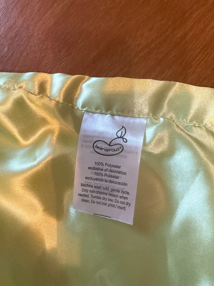 Beansprout Green Satin Sherpa Baby Blanket 30x40 Embroidered Bear Lovey 30x40 in - Image 3 of 4