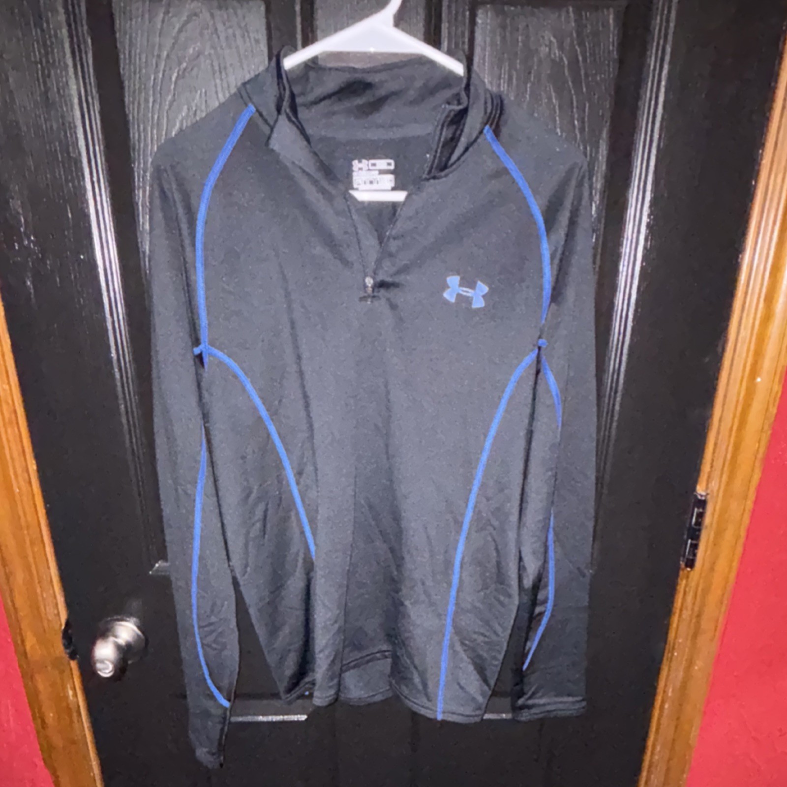 Under Armour 1/4 Zip Mock Neck Black Blue Men's Long Sleeve 