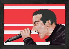 Chester Bennington Cartoon Framed Wall Art Poster Canvas Print Picture