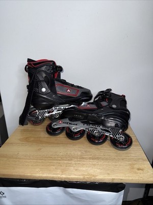Airwalk Adult Inline Skates Red Black Adjustable Fit 8-9.5 ABEC-7 (76 mm)
