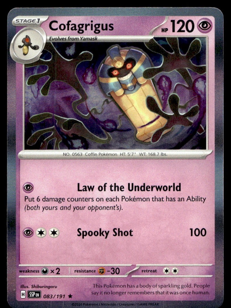 Cofagrigus 83/191 Pokemon Card Surging Sparks Rare 120 HP Holo Near Mint F15