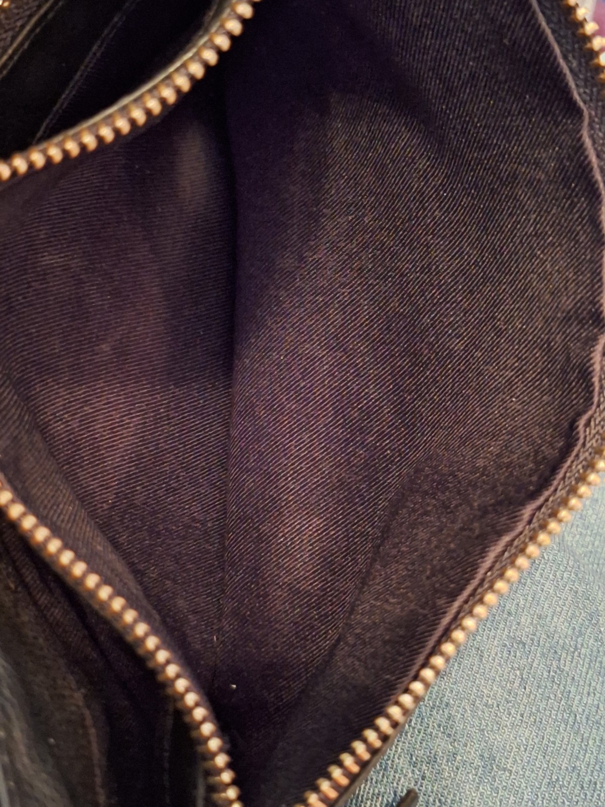 Great American Leather Works Black Shoulder Bag Crossbody Multi Zipper Pocket