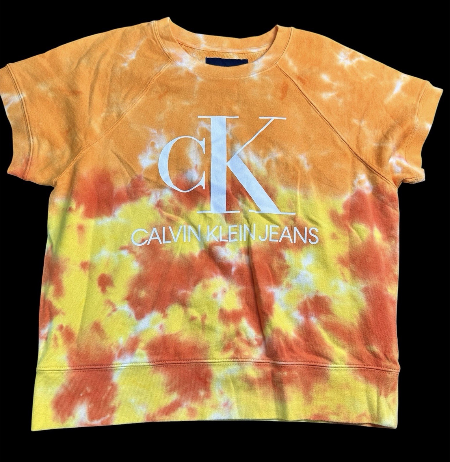 ✨ Calvin Klein Tie Dye Big Logo Short Sleeve Sweatshirt Top M 8887-3 ✨