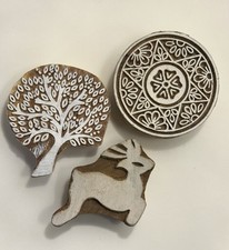 Set of 3 Shapes various Design Printing Block Wooden Stamp New WBS 1