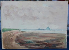 Vintage French painting - French coastal landscape - oil - Monet interest