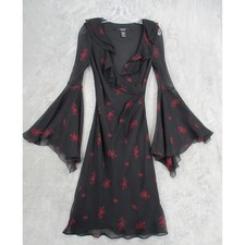 Vintage Express Dress Womens 4 Bell Sleeve Silk Whimsigoth Fairy Grunge Witchy