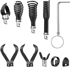 9-Piece Drain Auger Drill Attachment for 5/16”-3/4" Cable, Heavy-Duty Black 
