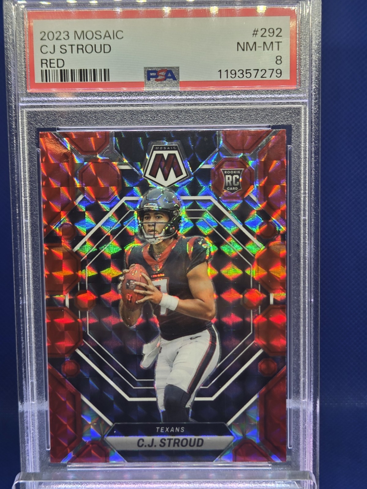 2023 Mosaic CJ Stroud #292 Rookie Red Prizm RC Texans Psa 8