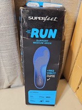 SUPERFEET RUN SUPPORT MEDIUM ARCH INSOLES , SIZE E Men 9.5 - 11, W 10.5-12 NEW