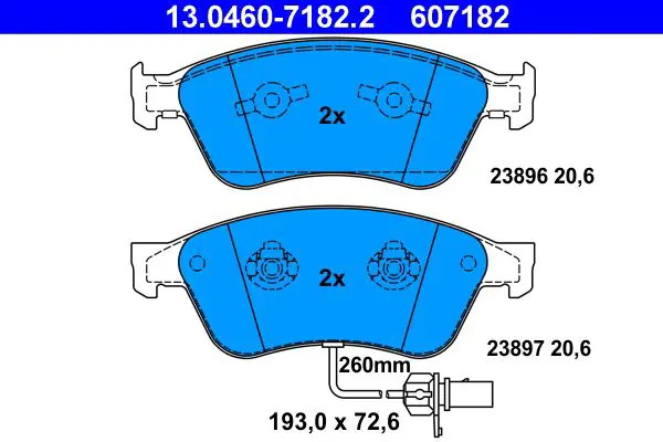 Set di pastiglie freno ATE 13.0460-7182.2, anteriore - Immagine 2