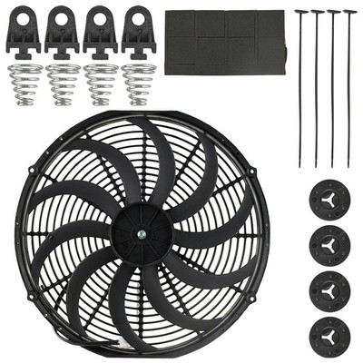 16'' inch Universal Slim Fan Push Pull Electric Radiator Cooling 12V Mount Kit
