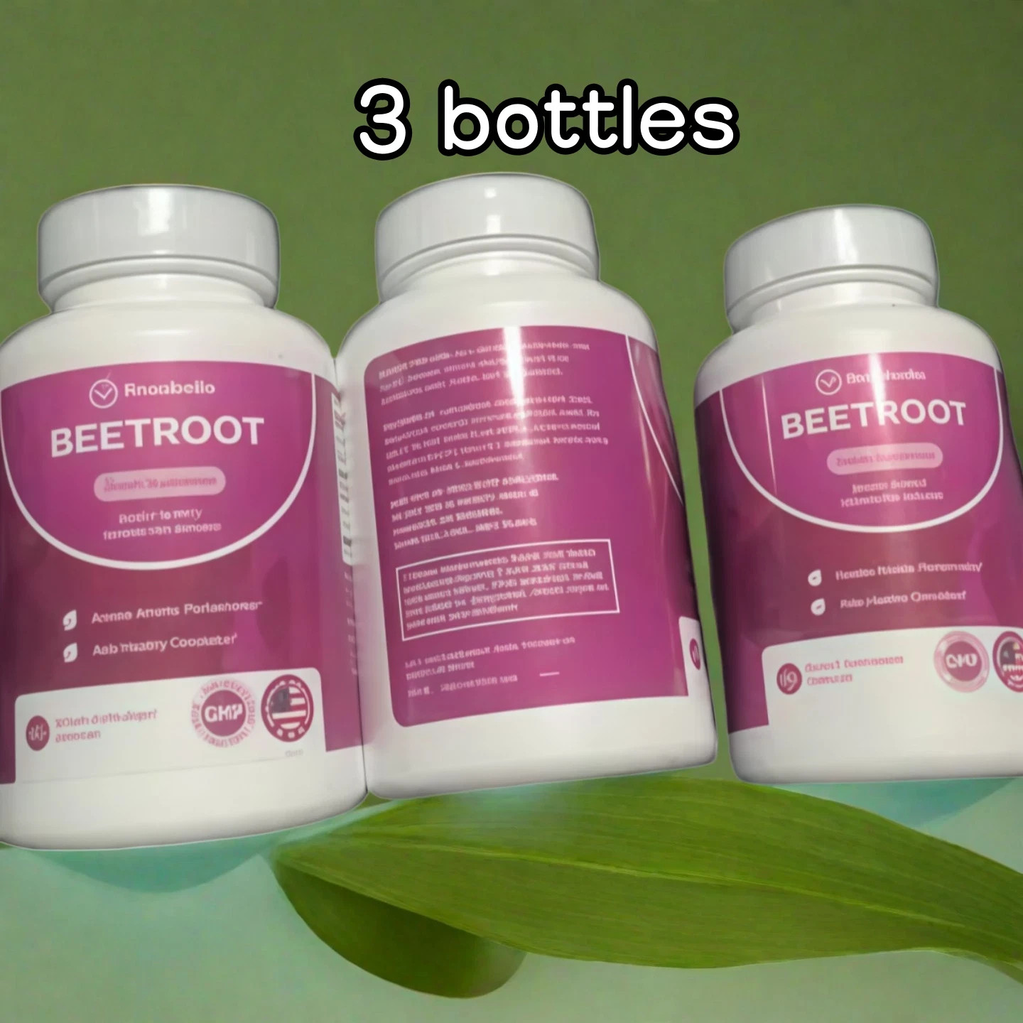 3 Pack of Rosabella Organic Beetroot Capsules for Blood Flow & Heart Health