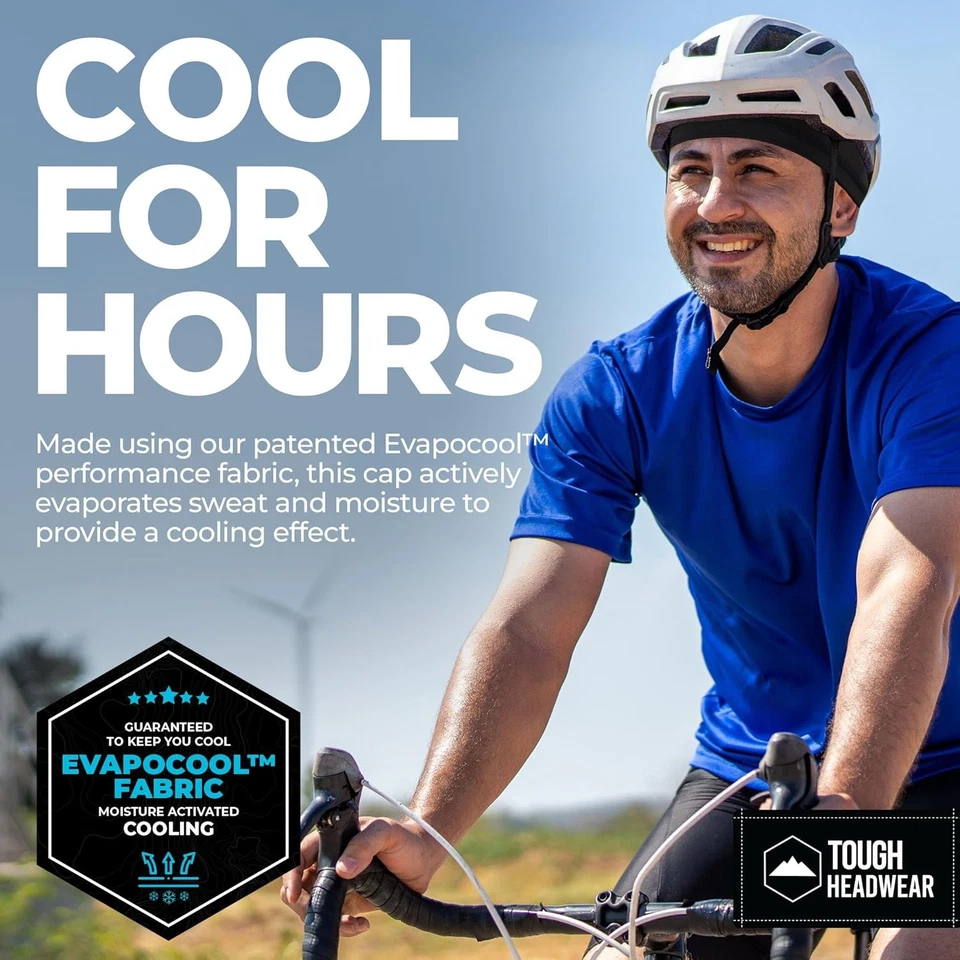 Gorra de calavera refrescante para hombre - forro de sombrero duro, gorra de ciclismo, cabeza talla única, negra  Foto 4 de 4