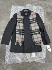 DOCKERS Weston Wool Blend Coat w/ Scarf Adult Small Black Topcoat Pea $180