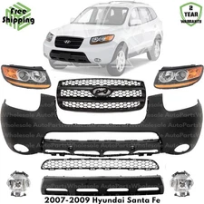 Front Bumper Cover & Headlight Assembly Kit For 2007-2009 Hyundai Santa Fe
