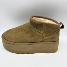 UGG Classic Ultra Mini Platform Sand Boots Womens 8 Chestnut Suede 1135092
