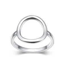 Sterling Silver Karma Promise Ring, Simple Open Circle for Women