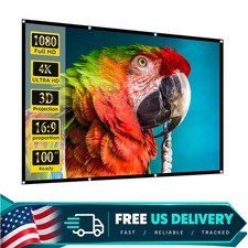 100 Inch Projector Screen 16:9 Foldable Portable Indoor Outdoor Home Theater
