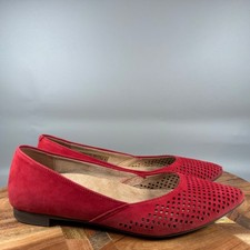 Vionic Posey Red Suede Perforated Ballet Flats Women's Size 5