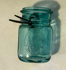 Vintage Ball Ideal Bicentennial 1776-1976 Blue Pint Mason Jar Wire Bail No Lid