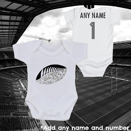 DUNNES STORES New Zealand Haka Personalised Babygrow Boys Girls Rugby Gift