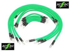 4 Awg HD Golf Cart Battery Cable 13 pc GREEN BRAIDED TXT E-Z-GO Set U.S.A MADE
