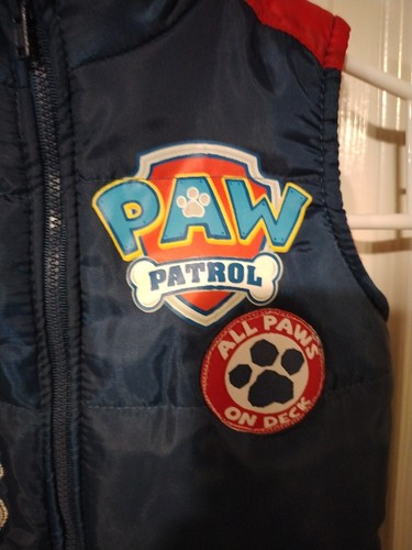 Kids Paw Patrol Puffer Vest Size 2T Navy Red Nickelodeon Zipper - Picture 3 of 5