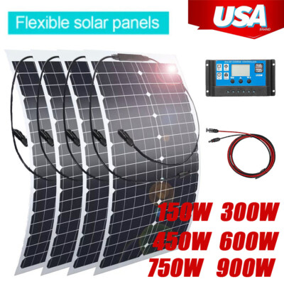 150-900W Complete Solar Panel Kit Solar Power Generator 40A Home110V Grid System
