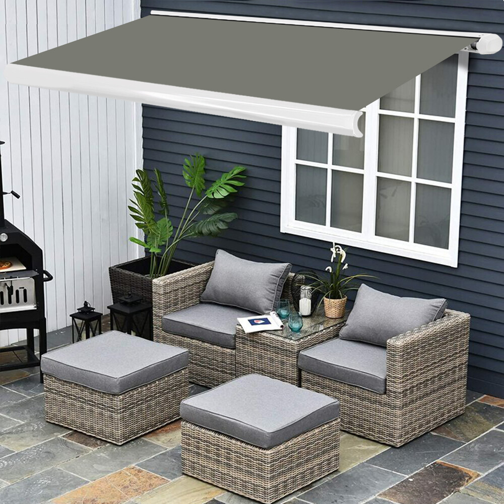 4x3M Full Cassette Electric Patio Garden Awnings Canopy Retractable Shelter Grey