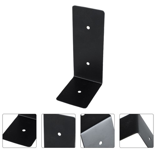 4pcs Home Iron Shelf Brackets L Shape Right Angle Brackets with Screws (Black)