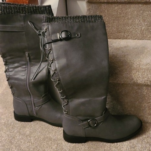 Shoedazzle Aurelia Gray Tall Boots with 