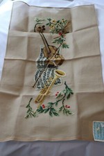 Vintage Brunswick Needlepoint Canvas Musical instruments 40x24"