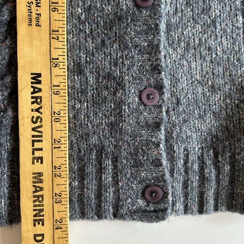 L. L. Bean Women's MEDIUM Cardigan Blue Cable Knit Button Cottage Fisherman Core - Picture 8 of 10