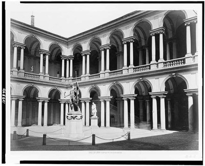 Milano,Cortile del Palazzo Brera,courtyards,loggia,buildings,Milan,Italy,1860