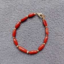 Bracelet Ancien En Corail Véritable - Diamètre 6 Cm, Fermoir Mousqueton